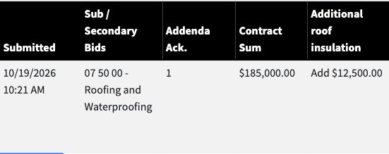 The trade review shows the submitted amount and alternate alongside the category and acknowledgment.
